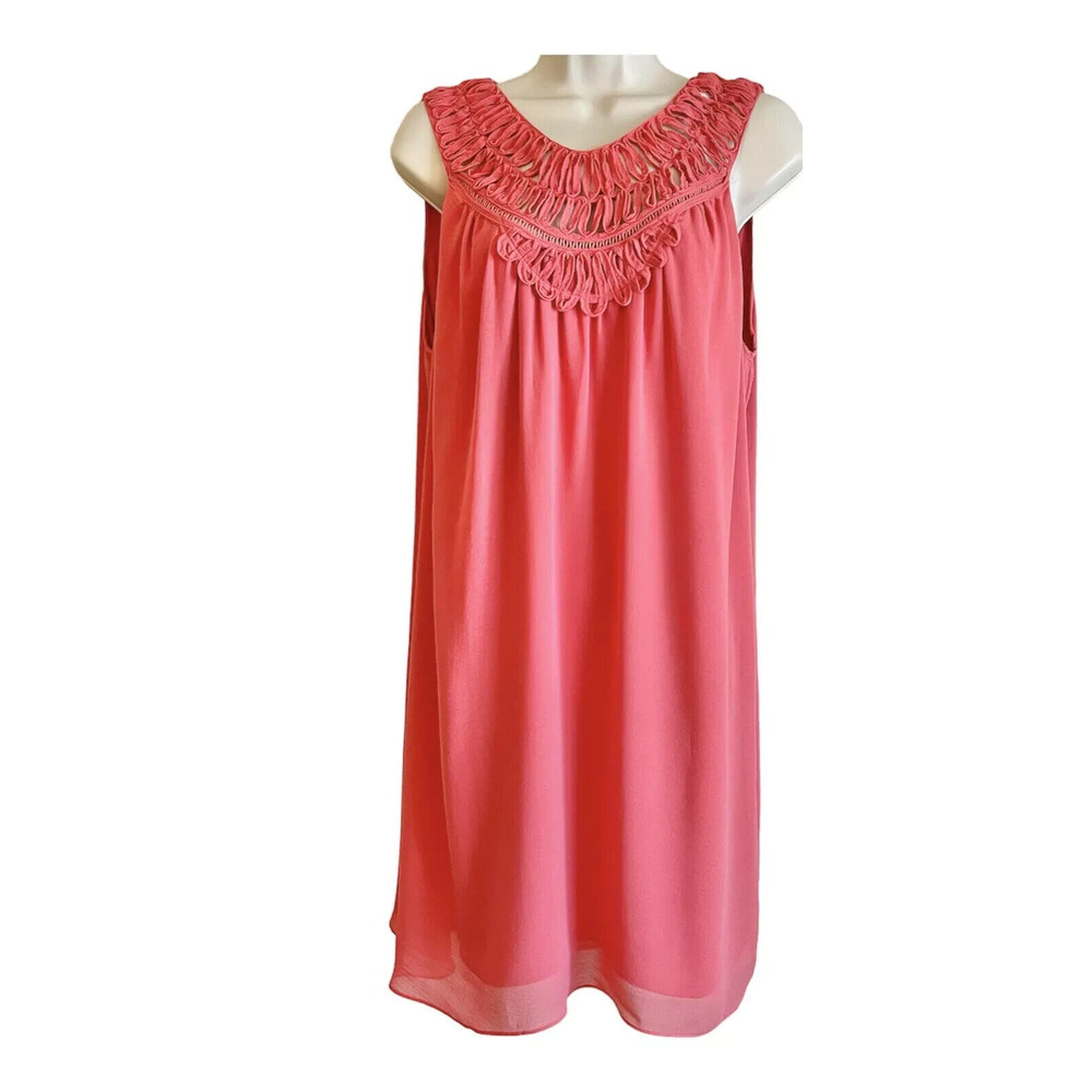 NEW MAX STUDIO Sleeveless Dress CORAL Shift lined LARGE NWT